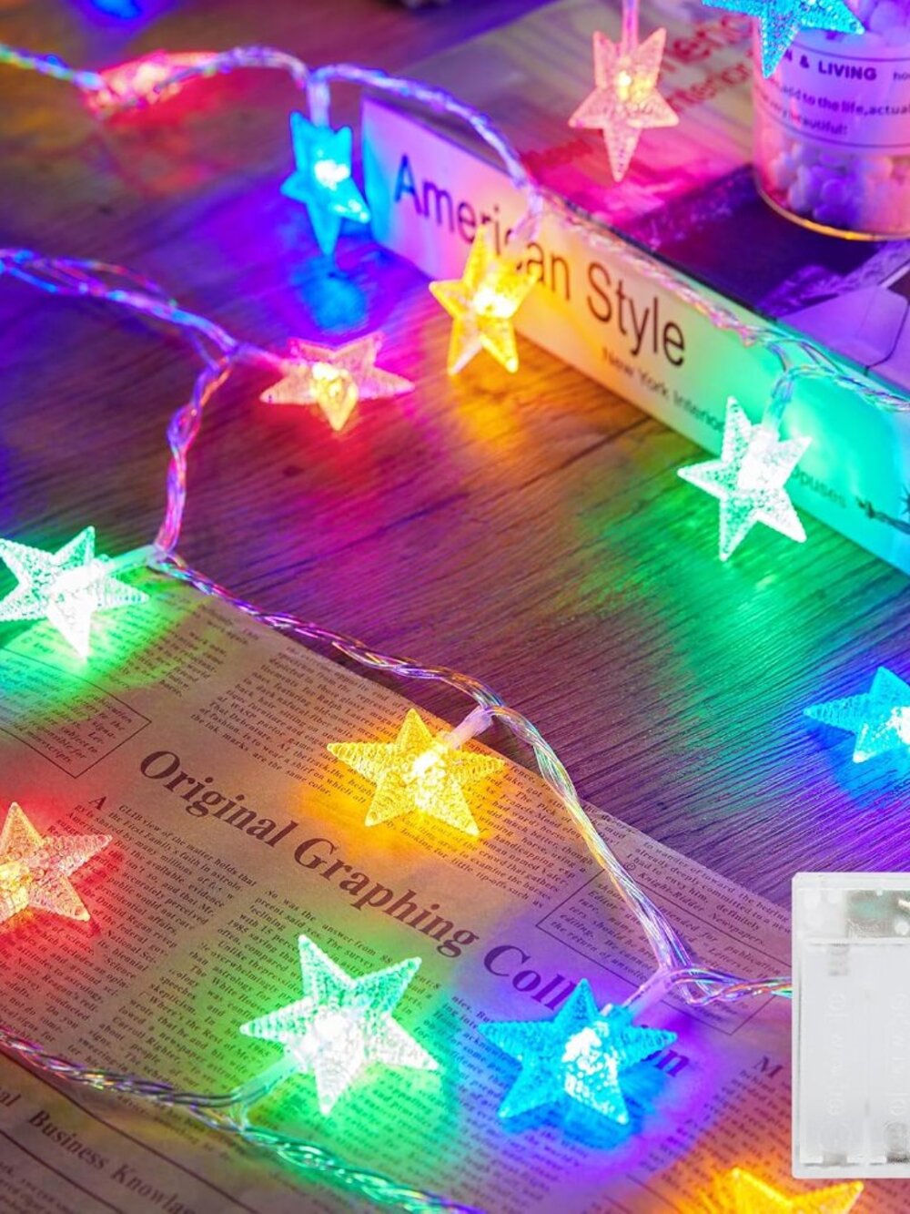 Star String Lights Battery Operated - 17 ft 50 LED Star Fairy String Lights with
